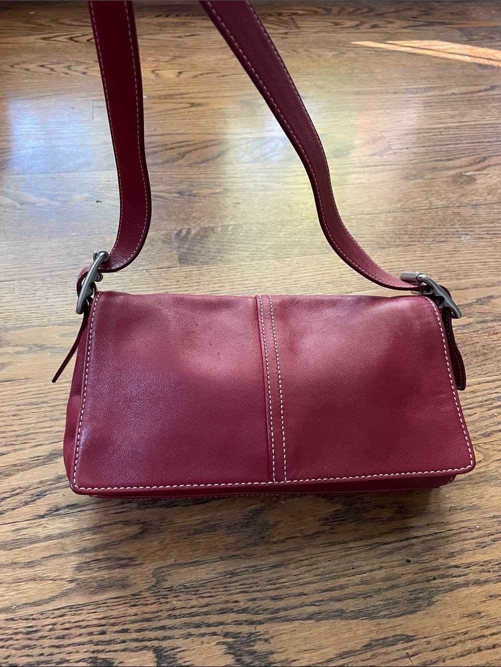 Vintage Coach Red Leather Legacy Flap Bag Crossbody Y2K